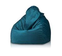 Ecopuf Fuzzy - Pouf Fauteuil en Microfibre - Pouf Poire Adulte - Fauteuil Relax Salon - Pouf Salon avec Rembourrage en Billes de Polystyrène - Meubles de Salon - 80x110 cm - Turquoise A6