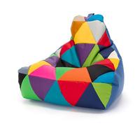 Ecopuf - Keiko Patchwork Pouf Fauteuil Extérieur Imperméable - Bille Polystyrčne Remplissage Pouf - Relax Salon - Décoration Maison - Taille du Fauteuil M - 100x80x85 cm, Mélange/Bleu