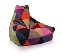 Ecopuf - Keiko Patchwork Pouf Fauteuil Extérieur Imperméable - Bille Polystyrène Remplissage Pouf - Fauteuil Relax Salon - Décoration Maison - Taille du Fauteuil M - 100x80x85 cm, Vert Olive A38