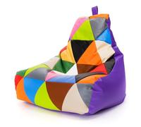 Ecopuf - Keiko Patchwork Pouf Fauteuil Extérieur Imperméable - Bille Polystyrène Remplissage Pouf - Fauteuil Relax Salon - Décoration Maison - Taille du Fauteuil M - 100x80x85 cm, Violet E7
