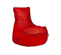 Ecopuf - Pablo Fauteuil Pouf - Pouf Gaming avec Poches de Rangement et Support d'Écouteurs - Pouf Poire Salon - Coussin de Sol - 77x84 cm, Rayure Rouge Noire