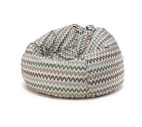 Ecopuf - Pouf d'Intérieur, Pouf en 45 pour Cent Lin, Doubles Coutures, Fermeture Éclair Renforcée, Motif en Zigzag, 90(L) x90(L) x50(H) cm, 2kg, Sakwa M Vert