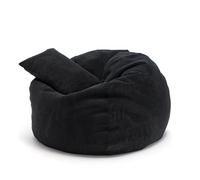 Ecopuf - Pouf Dot Peluche - Pouf Salon, Chambre, Puff Poire - Meuble Chambre Confortable pour Détente et Déco Moderne - Remplissage Durable EPS - Pouffe, Pouff Design Pratique et Chic - Noir