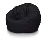 Ecopuf - Pouf fauteuil sac noir taille L - Schtroumpf pour s'asseoir d'extérieur et intérieur - Puff en tissu anti-déchirure imperméable - Rembourrage en boules de polystyrène - Dim 95 x 65 cm