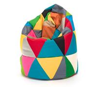 Ecopuf - Pouf Fauteuil sac Patchwork Design Mis. L en polyester - Schtroumpf pour s'asseoir d'intérieur/extérieur - Pouf sac anti-déchirure anti-taches - Fauteuil rembourré en perles de polystyrène
