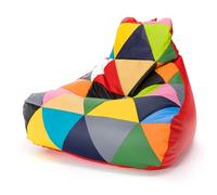 Ecopuf - Pouf Keiko Patchwork imperméable - Pouf rembourré boules de polystyrène - Fauteuil relax salon taille M - 100 x 80 x 85 cm, rouge E6