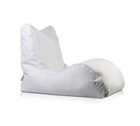 Ecopuf - Pouf Naomi en Polyester - Assise Confortable Style Méridienne - Rembourrage en Billes de Polystyrène - pour Le Salon - Tissu Résistant et Facile à Nettoyer - Couleur Blanc NC3