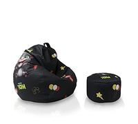 Ecopuf - Pouf Poire sans Remplissage - Housse De Pouf Enfant Talking Tom & Friends - Housse De Bean Bag - Confortable Et Modulable pour Jouer Et Se Détendre - Hauteur 120 cm, Noir