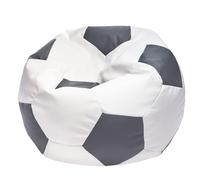 Ecopuf | Puff Fauteuil en Forme de Balle de Football en Simili Cuir Taille L - Pouf avec Rembourrage - Pouf Fauteuil avec Double Zip - Dim 90x55