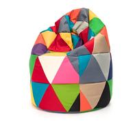 ecopuf Sac XL - Pouf Patchwork Design Multicolore Fauteuil Sac Pouf 135 x 85 cm 340 litres doubles coutures (PUF plein)