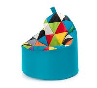 Ecopuf - Yoko Patchwork Pouf Fauteuil - Pouf pour Chambre d'enfants - Sac en Tissu Robuste - Fauteuil de détente - Ameublement - Fauteuil Taille XL - 70x75 cm - Bleu Clair Nc7