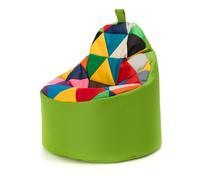 Ecopuf - Yoko Patchwork Pouf Fauteuil - Pouf pour Chambre d'enfants - Sac en Tissu Robuste - Fauteuil de détente - Ameublement - Fauteuil Taille XL - 70x75 cm - Vert Olive Nc1