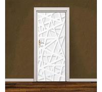 Écoration Papier Peint Murale Géométrie Creuse Blanche 90 X 200 Cm Porte Autocollant En Pvc Auto-Adhésifs Effet 3D Pour Décoration Porte Art Photo Papier Peint - Photos De Porte - Peintures M -2D1P6I6