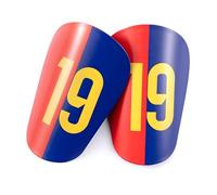 Ecoret-Pro 2 Pièces Mini Protege Tibia Foot, Protège Tibias de Football pour Enfants, Mini Protège-Tibias Légers pour Le Football pour Adolescents Adultes Garçons Filles (Rouge-Bleu 19, S-15 * 7.5CM)