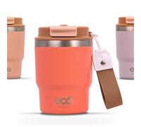 ECOROOTS Evergreen - Gobelet Isotherme 360 ml I Thermo Café Durable I Sans BPA I Acier Inox. avec Couvercle Anti-fuite et Paille I Tasse Nomade pour Bureau, Voyages, Yoga et Sport (CORAIL TROPIC)
