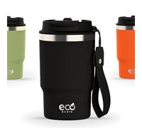 ECOROOTS Thunder - Bouteille Isotherme 470 ml | Gobelet Acier Inox. Sans BPA | Couvercle 3 en 1 Antifuite avec Paille | Pour Café, Eau Fraîche et Plus | Idéale comme Cadeau (NOIR ANTHRACITE)