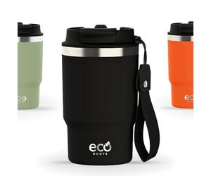 ECOROOTS Thunder - Bouteille Isotherme 470 ml | Gobelet Acier Inox. Sans BPA | Couvercle 3 en 1 Antifuite avec Paille | Pour Café, Eau Fraîche et Plus | Idéale comme Cadeau (NOIR ANTHRACITE)
