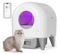 ECORUI Litière autonettoyante, bac à litière automatique pour chats multiples, avec protection de sécurité, contrôle par application, 2 rouleaux de litière pour chat, blanc