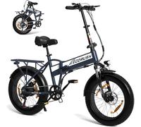 ECORUSH Vélo Électrique Pliable, Moteur 250W + 75NM, Batterie 48V/12Ah, pour Hommes et Femmes, Pneus 20×4,0 Pouces, 7 Vitesses, 25 km/h, VTT Électrique Tout-Terrain