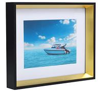 ecosa Cadre photo rectangulaire en bois, 20 x 25 cm, noir/doré, 50 x 70 cm, verre véritable, support mural, portrait et paysage