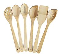 ECOSALL Lot de 6 cuillères en bois sain pour la cuisine - Ustensiles de cuisine sûrs et fiables - Spatule en bois 100 % naturel anti-adhésif pour gratter, remuer, servir - Bois dur massif non revêtu