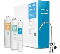 Ecosoft CROSS 60 Filtre à osmose inverse compact, débit direct de 1 l-min, technologie d'économie d'eau, écran intelligent, remplacement de cartouches DIY, design compact et peu encombrant