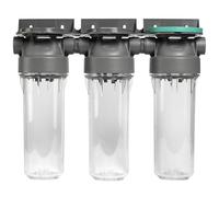 ECOSOFT Porte filtre eau triple 9’’3/4 2P, connexion 1'', support de fixation, clé, conçu pour une filtration de l’eau du robinet facile, sûre, fabrication européenne