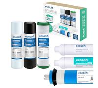 Ecosoft Pure AquaCalcium Mint Lot de 6 filtres de rechange pour osmose inverse, membrane RO 75 GPD et reminéraliseur de calcium, changement tous les 12 mois
