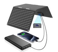 Ecosonique Chargeur de panneau solaire pliable portable 30 W avec USB-C et | Léger, ETFE, étanche, compatible avec le camping, l'extérieur, les voyages avec téléphones portables, iPhone, iPad, Samsung