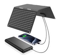 Ecosonique Panneau Solaire Portable 30W Chargeur Solaire Pliable avec USB C USB A Charge Rapide Étanche pour Camping Randonnée Compatible avec Téléphone Portable, iPhone, iPad, Samsung Galaxy, LG,