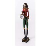 ecosoul Horloge de cheminée à poser en forme de chien avec horloge - 43 cm de haut - Rouge, vert, noir