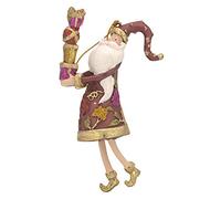 ecosoul Père Noël, porte-fourchettes avec cadeau, décoration à suspendre pour sapin de Noël, vert, rouge, or, 13 cm