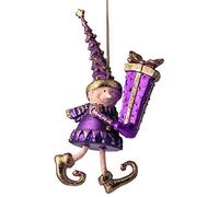 ecosoul Petit Père Noël Elf - Décoration à suspendre - 12 cm - Lilas doré - Avec cadeaux