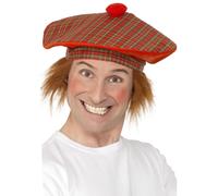 Écossais Ecossais Rouge Chapeau Avec Roux Cheveux Adultes Accessoire Déguisement