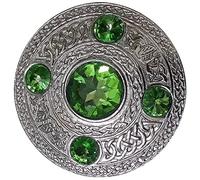 Écossais Mouche Plaid Broche Vert Pierre Finition Argent 4"/Highland Kilt Mouche Plaid Broche