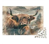 EcossaisCattleWildNatureDesign 1000 Pièces Carton Extra Épais Puzzle Premium pour Adultes Défi Éducatif Belle Décoration Pack De Valeur 52x38cm/1000pcs