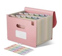 EcoStash Trieur 12 Compartiments A4, Rangement Papier Administratif, Organiseur de Dossiers Accordéon en Paille de Blé, Classeur Range Document, Sans BPA, Retour à la Nature, Vie Saine - Rose Fraise