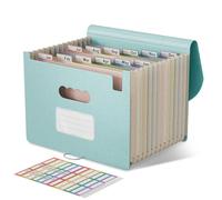 EcoStash Trieur 12 Compartiments A4, Rangement Papier Administratif, Organiseur de Dossiers Accordéon en Paille de Blé, Classeur Range Document, Sans BPA, Retour à la Nature, Vie Saine - Bleu Ciel