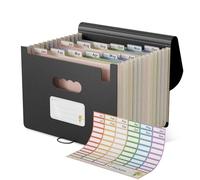 EcoStash Trieur 12 Compartiments A4, Rangement Papier Administratif, Organiseur de Dossiers Accordéon en Paille de Blé, Classeur Range Document, Sans BPA, Retour à la Nature,Vie Saine - Noir Naturel