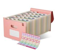 EcoStash Trieur 26 Compartiments A4, Rangement Papier Administratif, Organiseur de Dossiers Accordéon en Paille de Blé, Classeur Range Document, Sans BPA, Retour à la Nature, Vie Saine - Rose Fraise