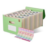 EcoStash Trieur 26 Compartiments A4, Rangement Papier Administratif, Organiseur de Dossiers Accordéon en Paille de Blé, Classeur Range Document, Sans BPA, Retour à la Nature, Vie Saine - Vert Menthe