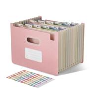 EcoStash Trieur A4 12 Compartiments, Rangement Papier Administratif, Organiseur de Dossiers Accordéon en Paille de Blé, Classeur Range Document, Sans BPA, Retour à la Nature, Vie Saine - Rose Fraise