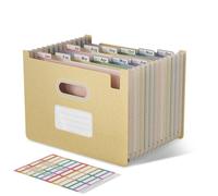 EcoStash Trieur A4 12 Compartiments, Rangement Papier Administratif, Organiseur de Dossiers Accordéon en Paille de Blé, Classeur Range Document, Sans BPA, Retour à la Nature, Vie Saine - Jaune Blé