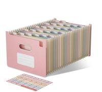 EcoStash Trieur A4 26 Compartiments, Rangement Papier Administratif, Organiseur de Dossiers Accordéon en Paille de Blé, Classeur Range Document, Sans BPA, Retour à la Nature, Vie Saine - Rose Fraise