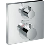 Ecostat Square Set de finition pour mitigeur thermostatique Square encastré avec robinet d'arrêt et inverseur, chromé (15714000)