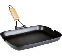 Ecostone Poêle À Griller Induction Lisse, 34 X 24 Cm, Antiadhésive Ilag Écologique Sans Pfoa, Fonte D'Aluminium, Épaisseur 5 Mm, Poignée En Bois Pliable, Vitrocéramique, Gaz