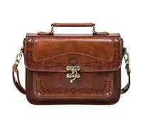 ECOSUSI Sac Bandoulière Femme Vintage en Cuir PU Petit Sac Messager Porte-documents 13 Pouces Sac Portés Épaule, Marron, S