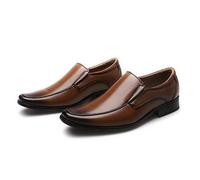ECOSWAY Hommes Chaussures Cuir Décontracté, Richelieus Bout Carré Complet Robe Chaussures, Habillé Mariage Classique Robe Chaussures, Chaussures de Travail Bureau - Marron, 44