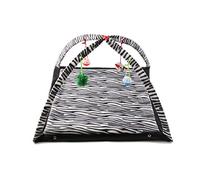 ECOSWAY Pliable Animal de Compagnie Chats Lit Mobile Jouer Tente Chaton Activité Coussin Jeu Jouets Maison Tapis Extérieur - Zèbre