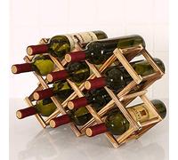 ECOSWAY Pliable en Bois Vin Bouteille Support, 3/6/10 Bouteille Vin Rangement Présentation Rack, Support Boisson Bouteille Barre Étagère, Comptoir Vin Décor Agenda Rack - 10 Bouteille